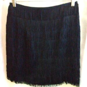 Donna Karan DKNY Black Skirt Layered Fringe Vintage Size 12